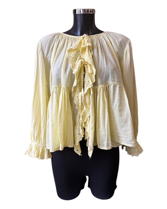 Monica tie front boho blouse - Lemon