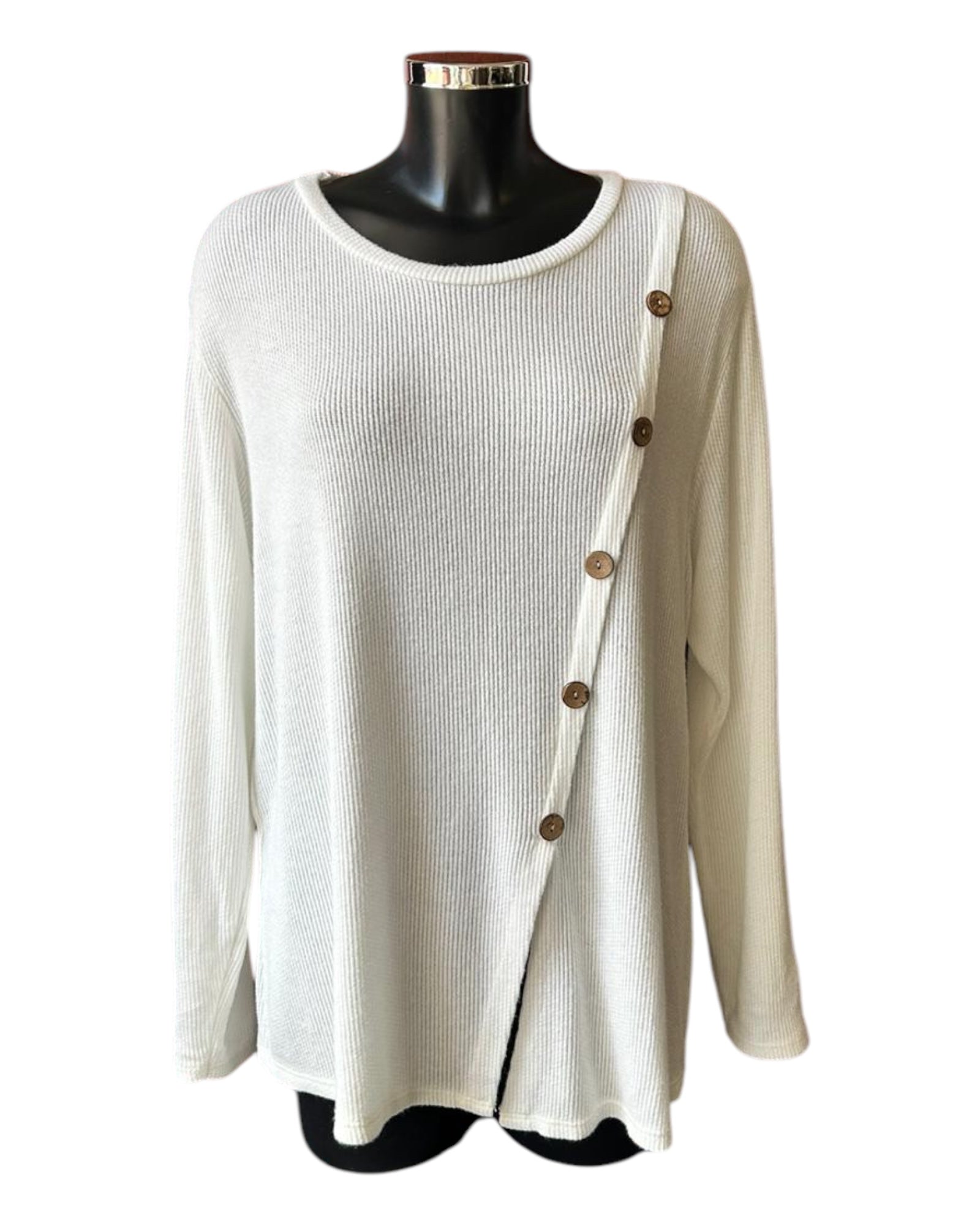 Kylie button detail top - Ivory