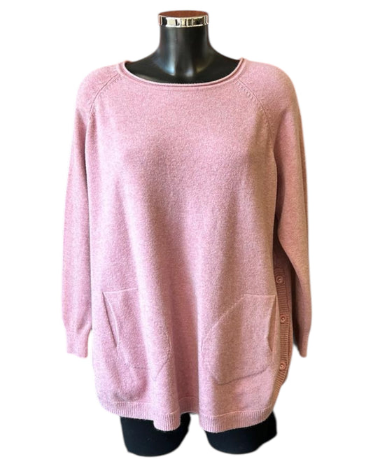 Callie button side soft knitted jumper - Pink