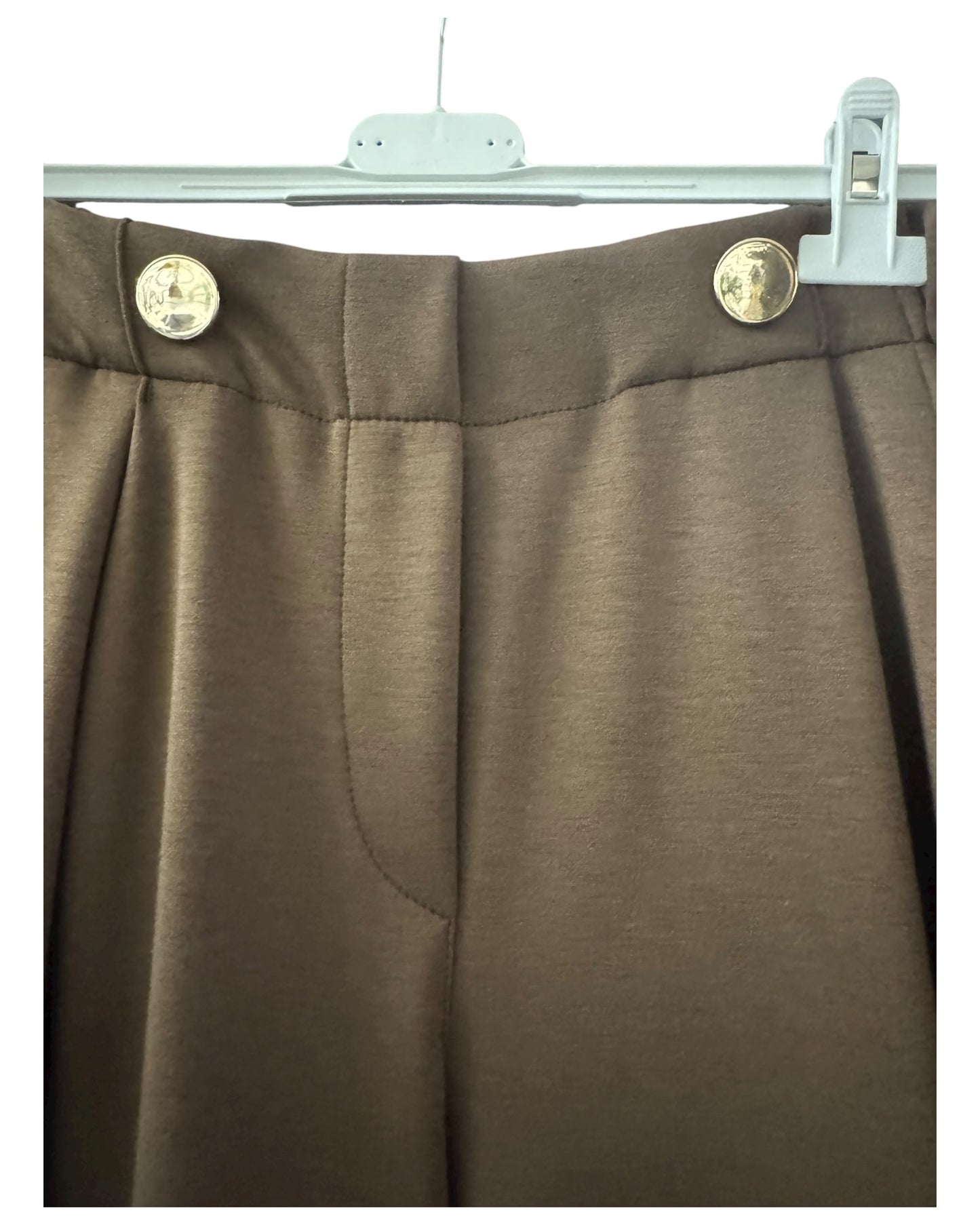 Lola gold button wide leg trousers - Chocolate