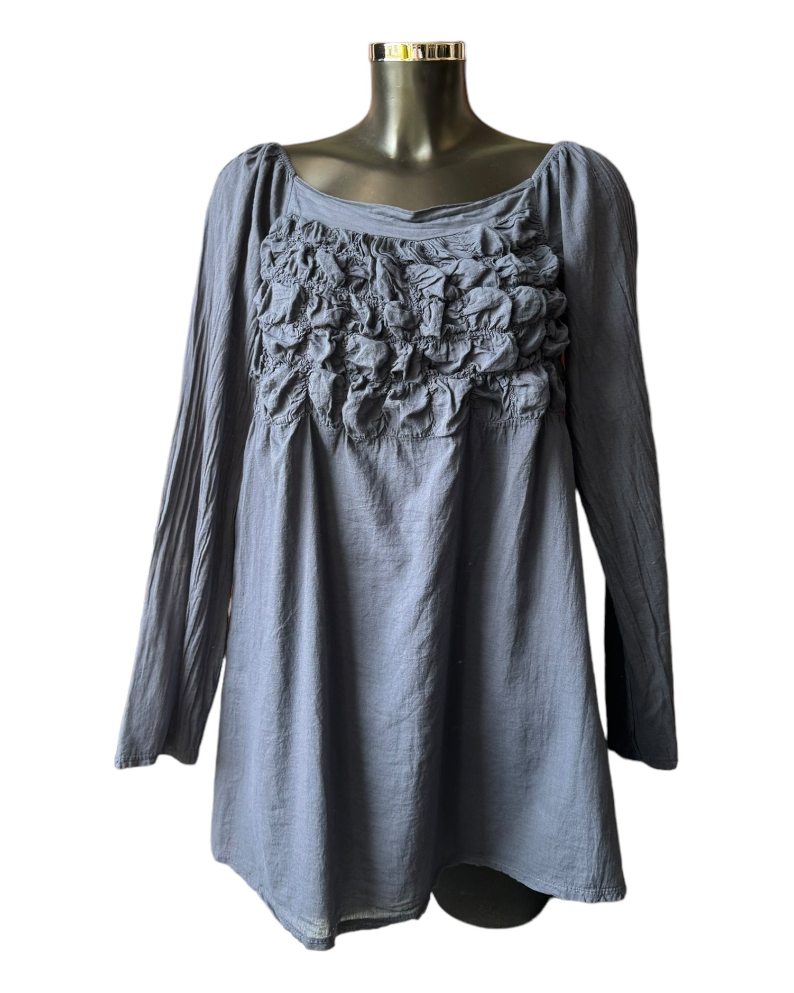 Sasha ruched smock tunic top - Navy