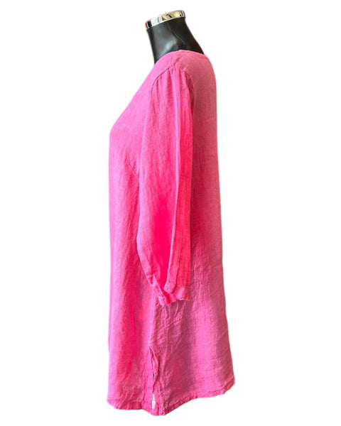 Roxy one pocket linen tunic top - Cerise