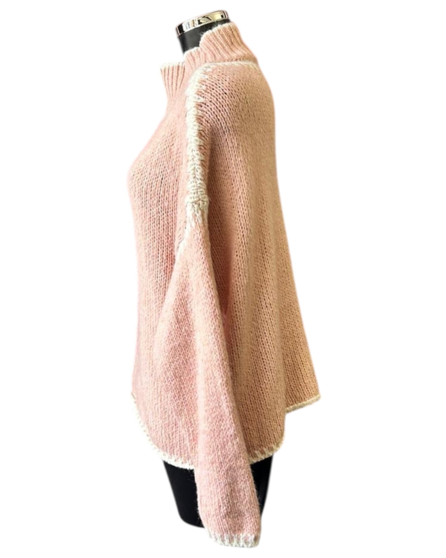 Jessie contrast stitch high neck jumper - Pink