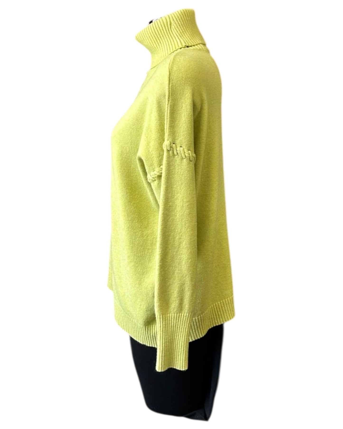 Violet blanket stitch roll neck jumper - Lime