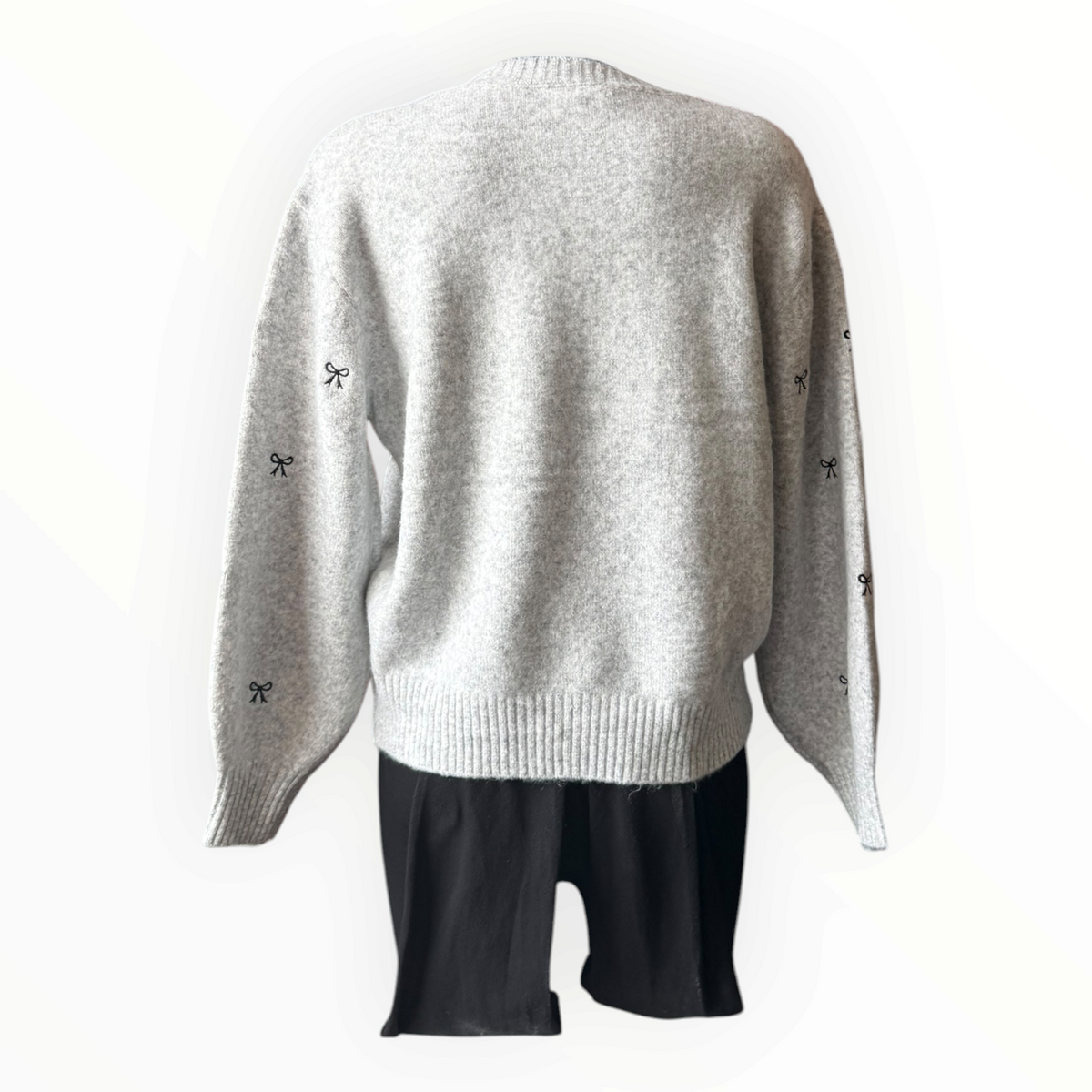 Daphne embroidered bow jumper - grey