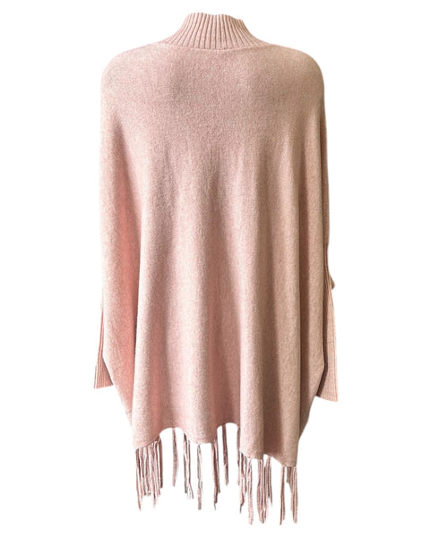 Lexi button shoulder tassel hem jumper - Pink