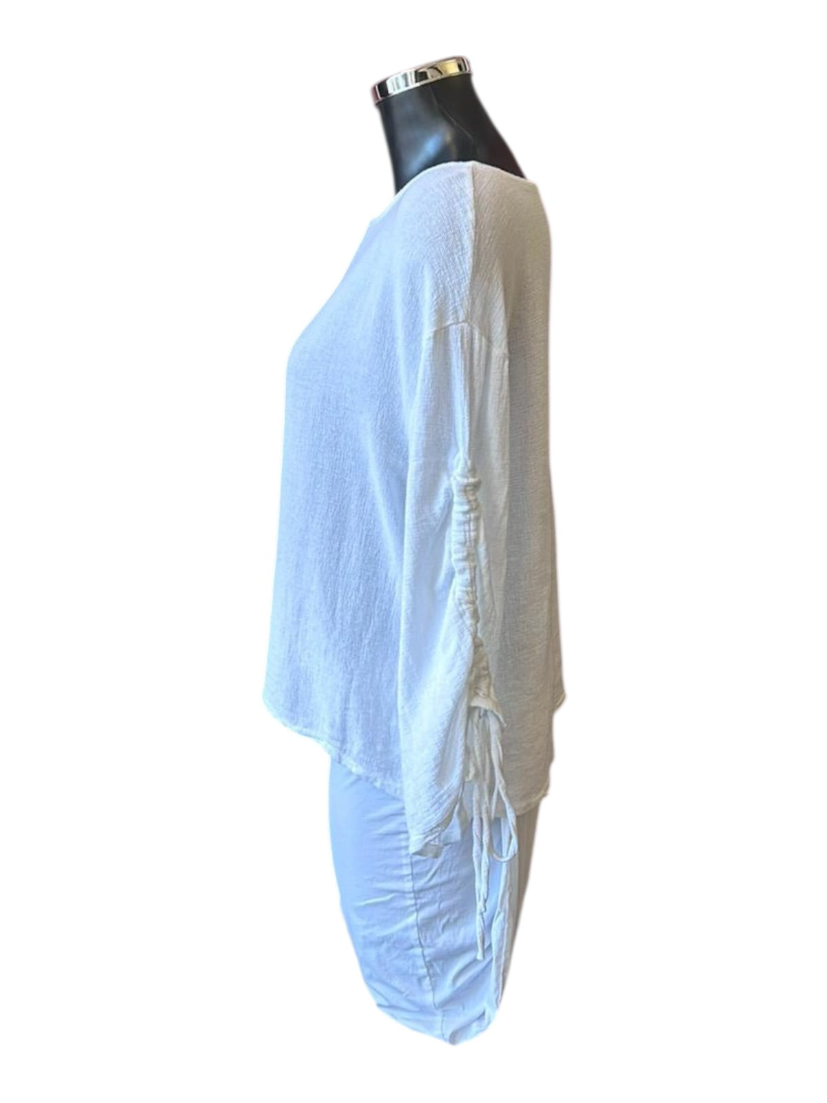 Casey range ruched sleeve top - White
