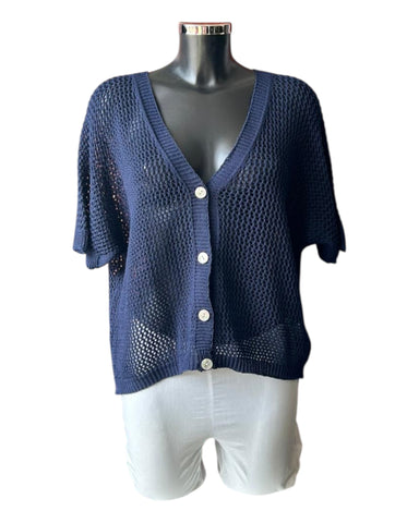 Megan open knit cardigan - Navy