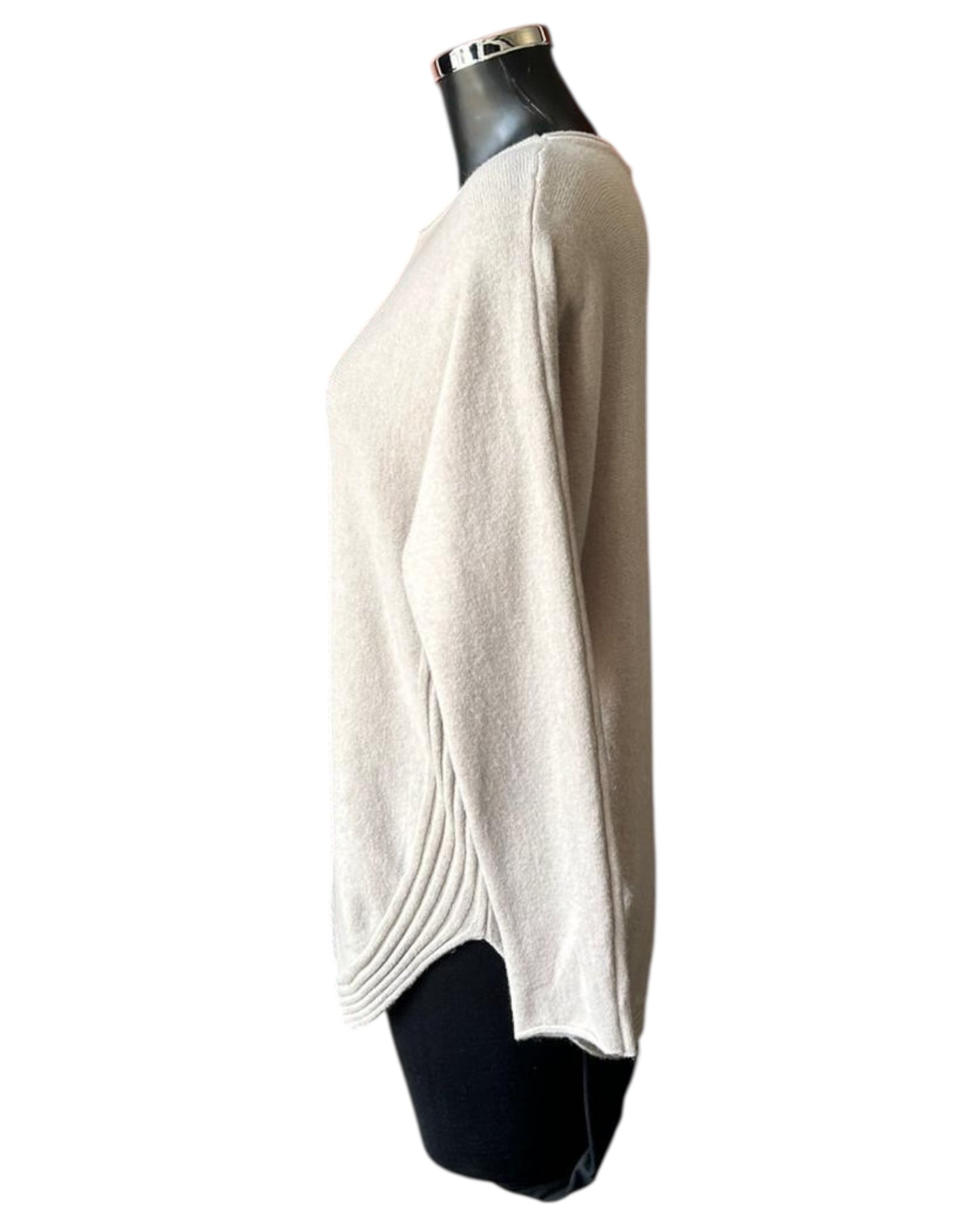 Camilla curved hem soft knitted jumper - Beige