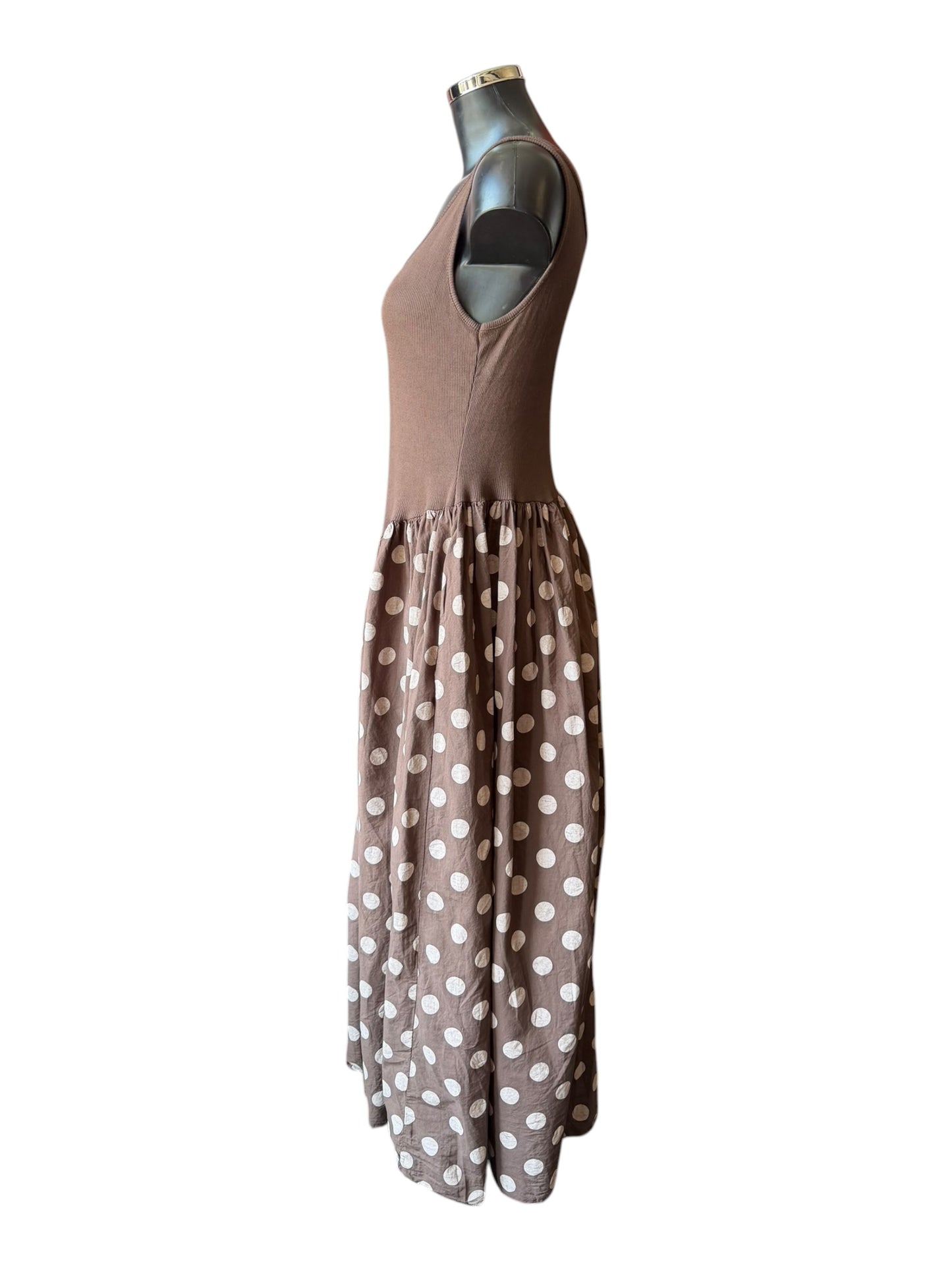 Layla polka dot vest midi dress - Chocolate
