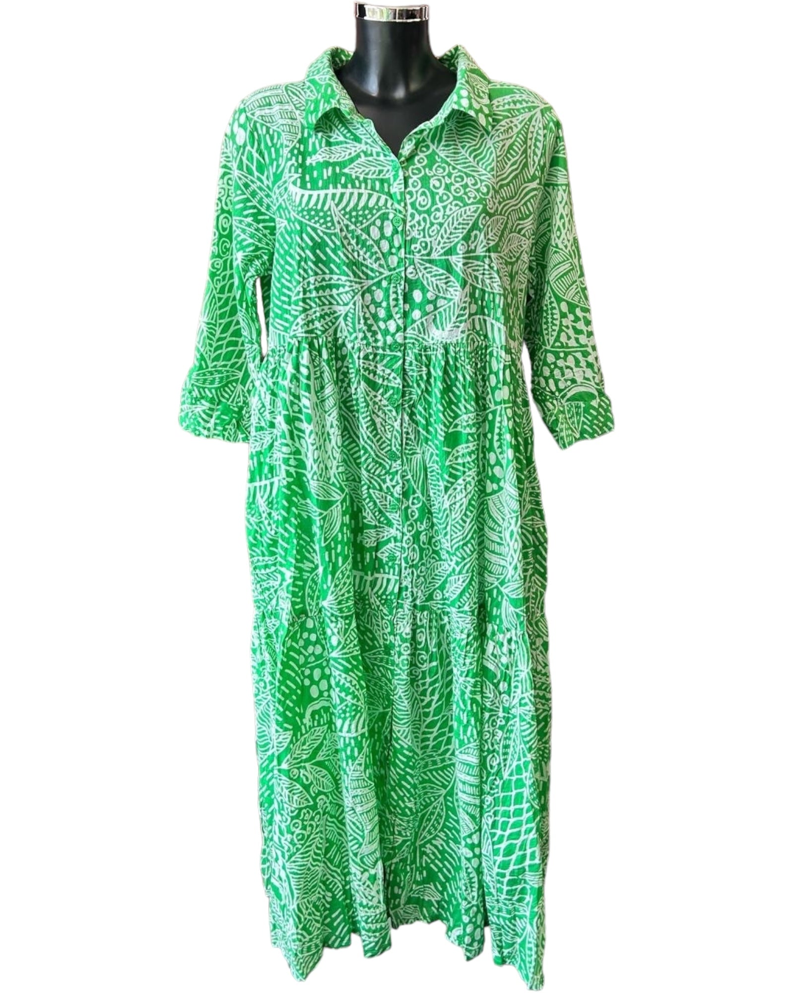 Orientique Leros collared layered shirt dress - Green