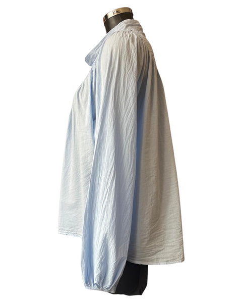 Harriet cotton broderie anglais detail blouse - Pale blue