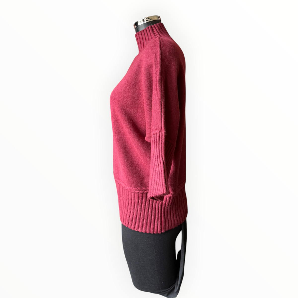 Abigail ribbed neck, hem & cuffs jumper - Wine