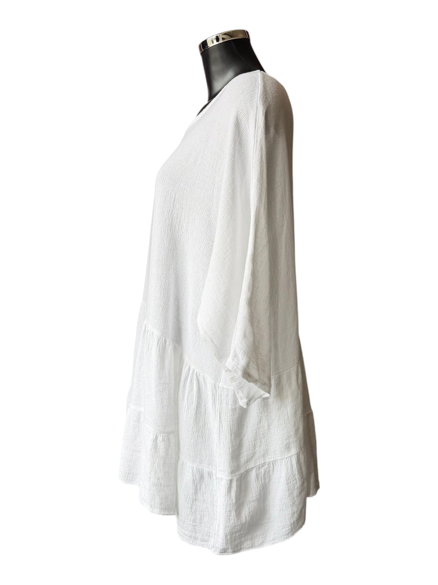 Casey range tiered tunic top - White