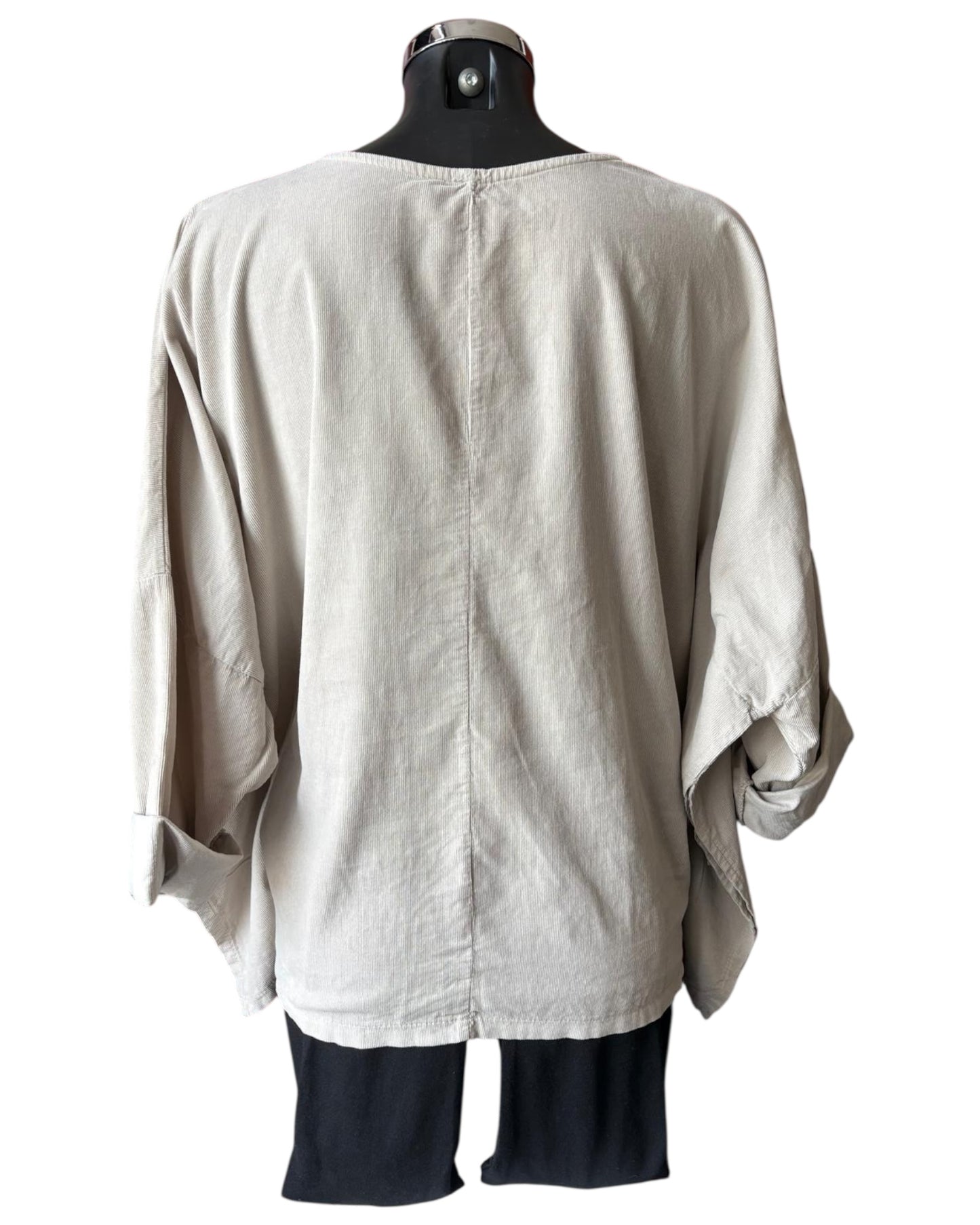 Gia needlecord quirky mock button top - Cream