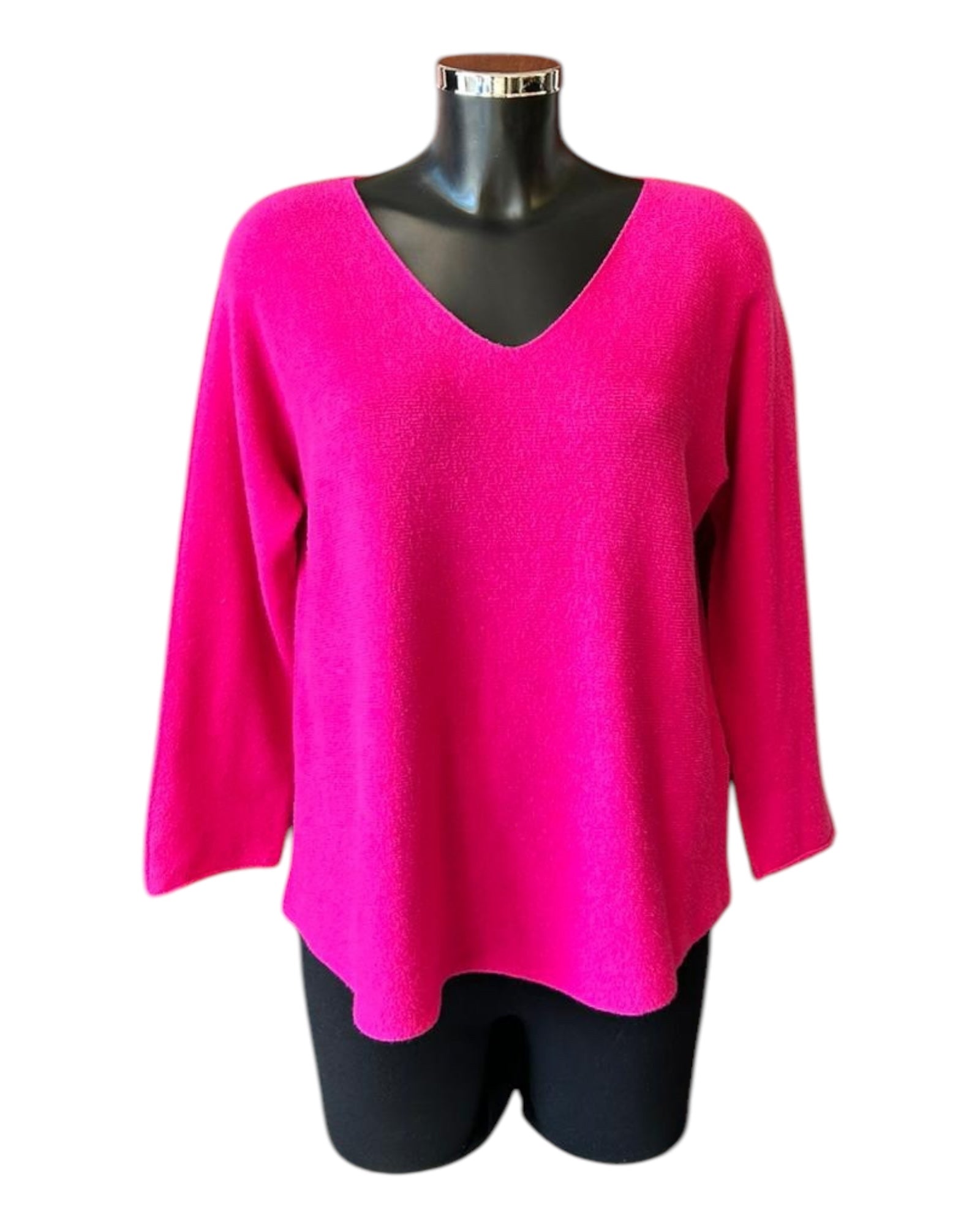 Toni short v neck soft plain jumper - Cerise