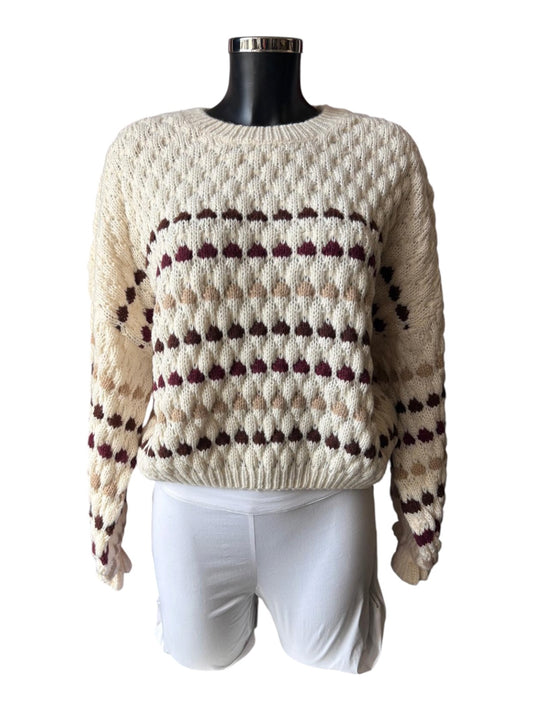 Lizzie spot ruffle cuff jumper - Ivory and natural mix