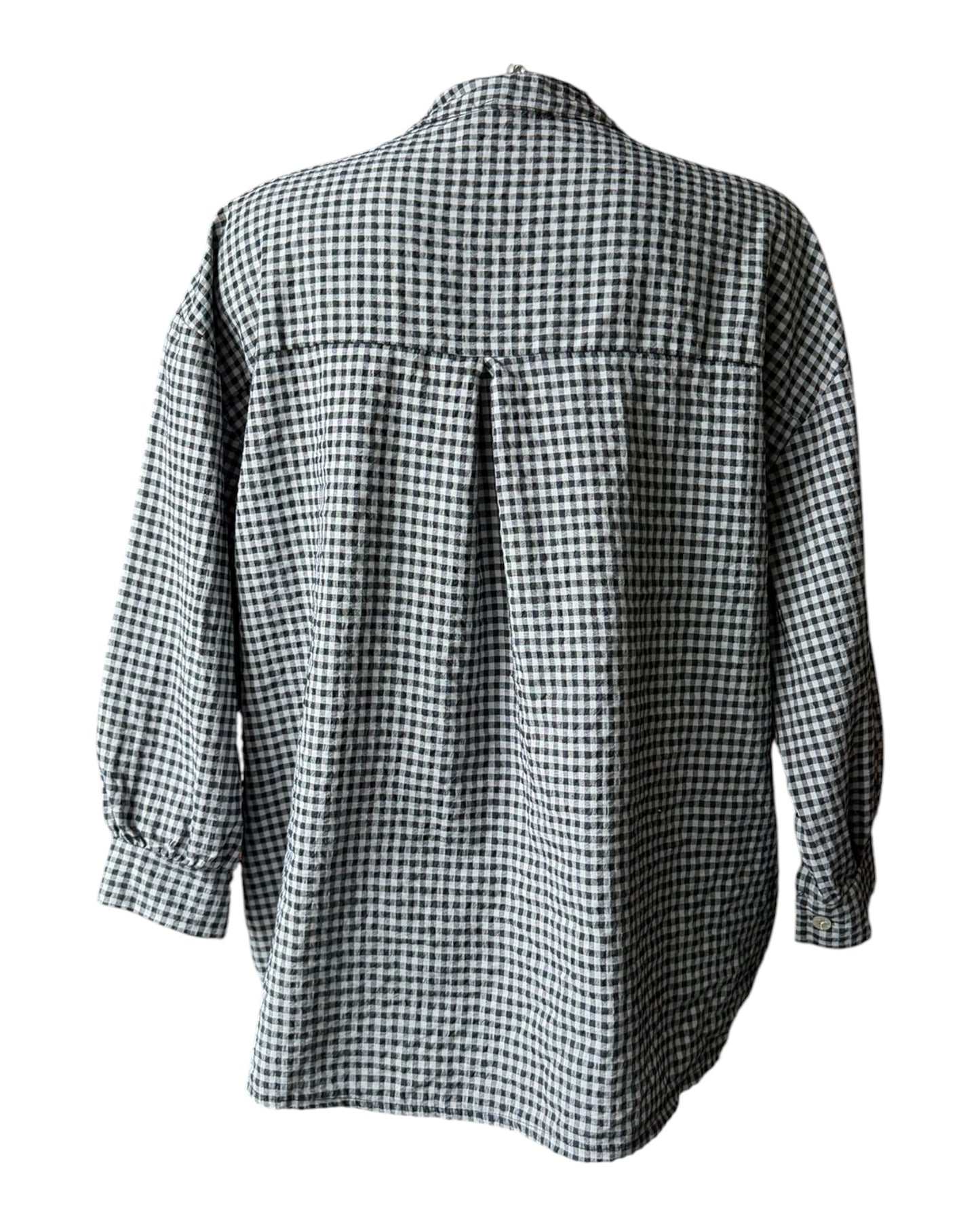 Gia gingham check oversized shirt  - Black