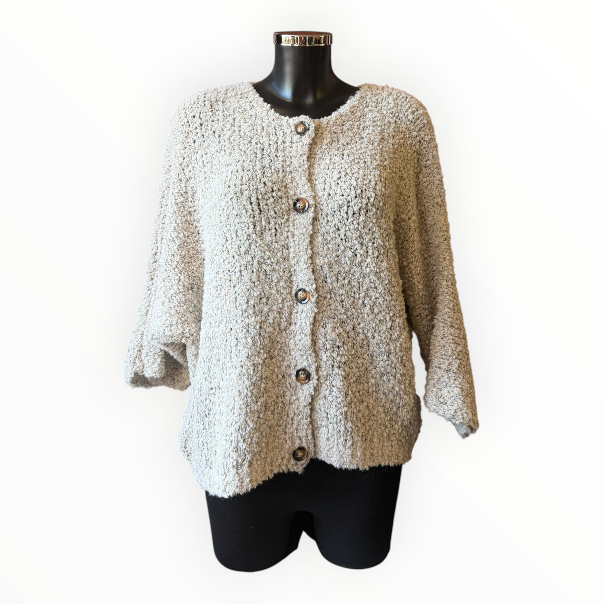 Harper slouchy boucle knit cardigan - Beige
