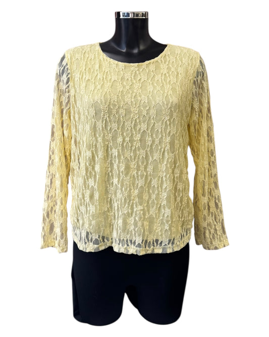 Gaynor round neck crochet lace top - Lemon