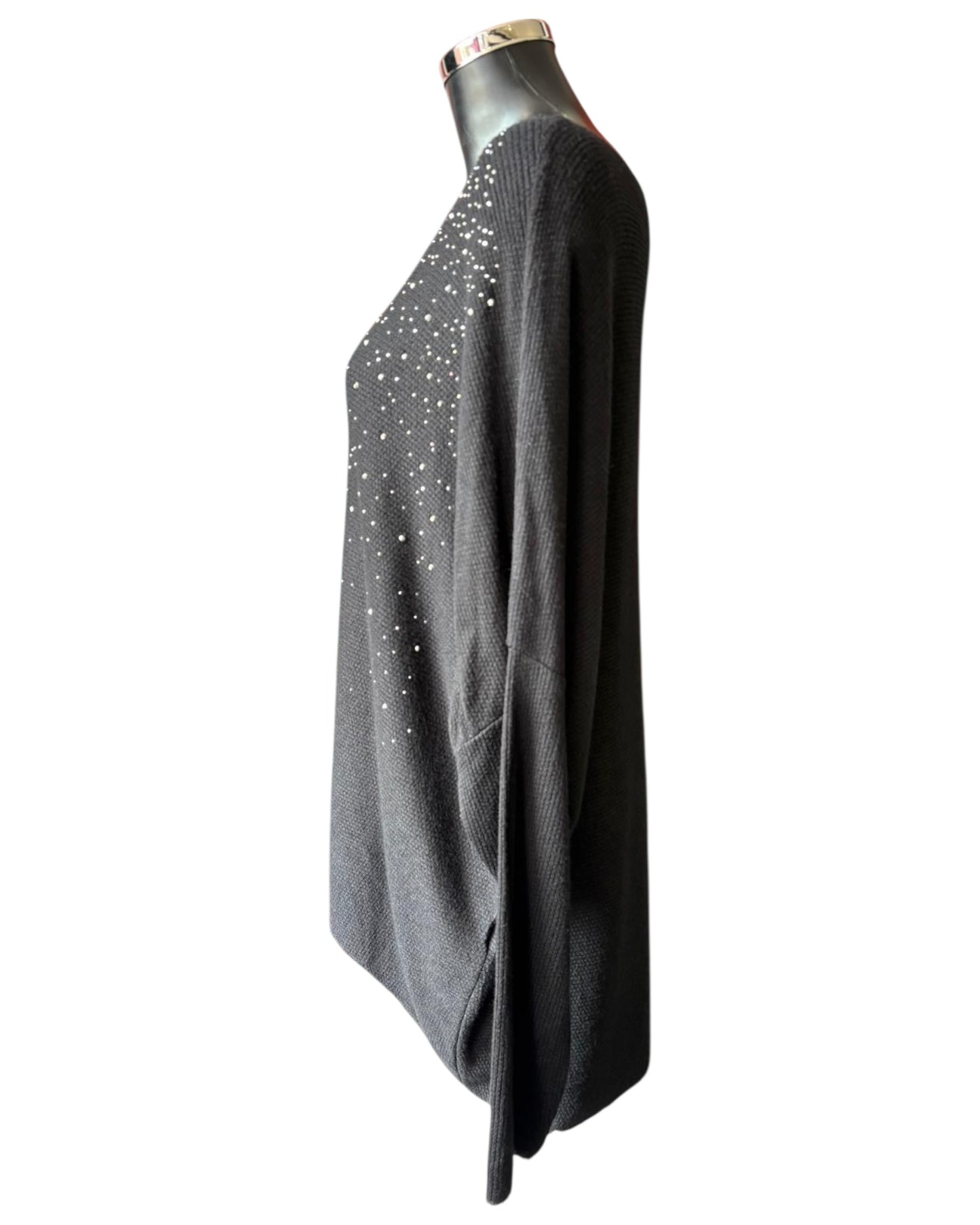 Simone sparkle front fine knit jumper - black
