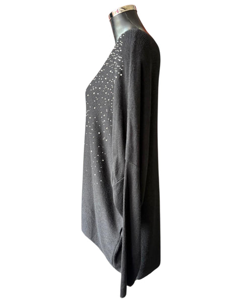 Simone sparkle front fine knit jumper - black