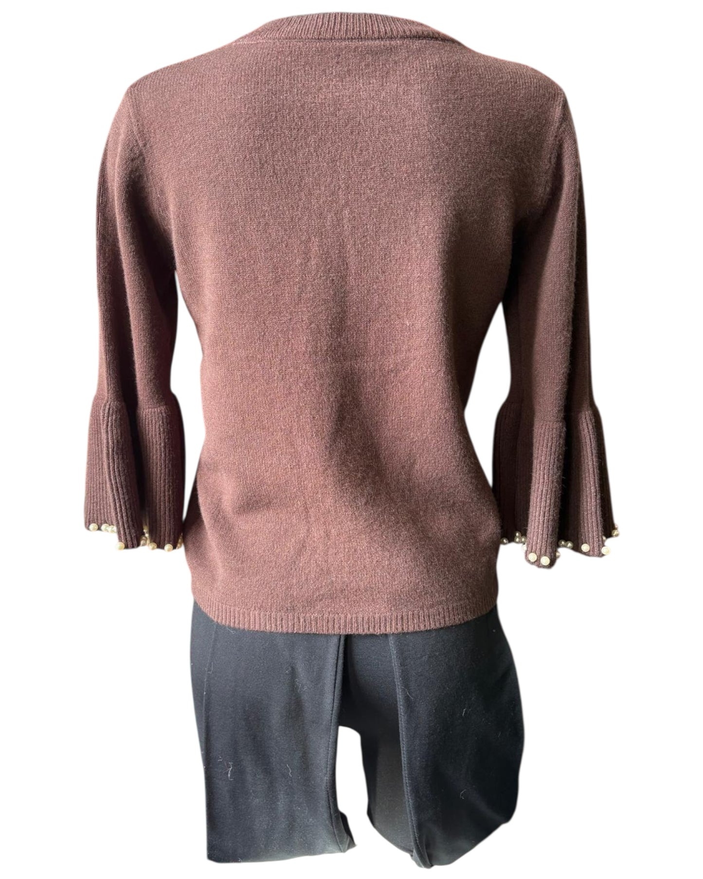 Laura pearl trim sleeve jumper - Chocolate