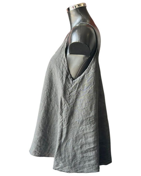 Lola linen range strappy swing vest top - Charcoal