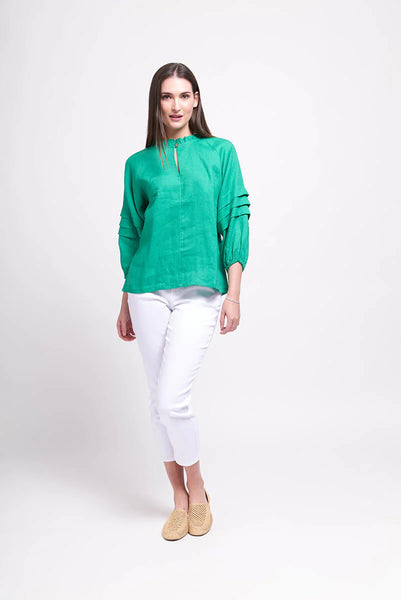 Foil in the fold top in vivid green