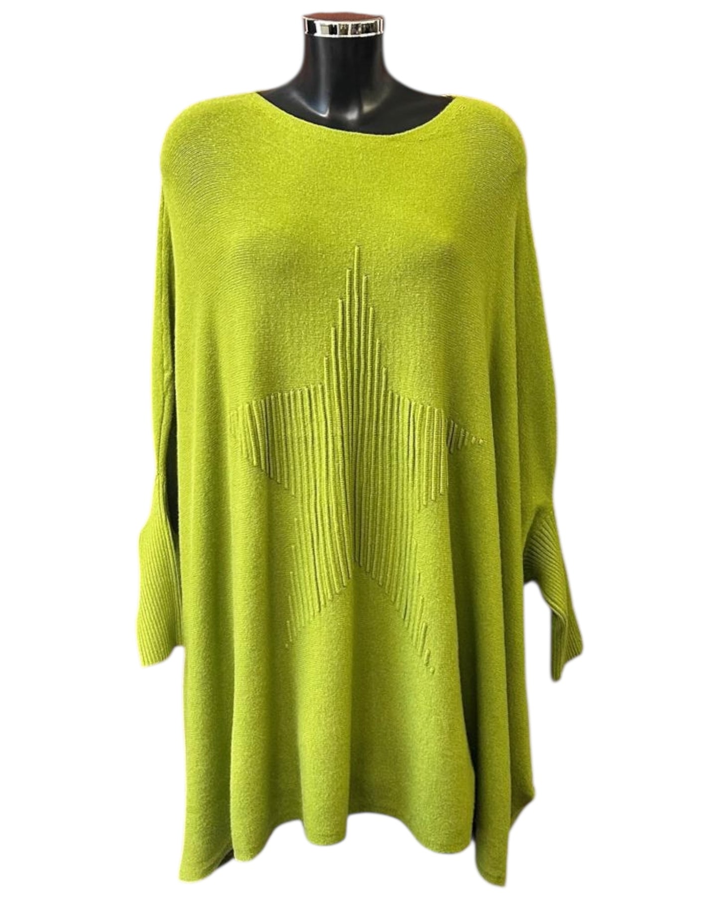Ellena star front oversized poncho - Lime