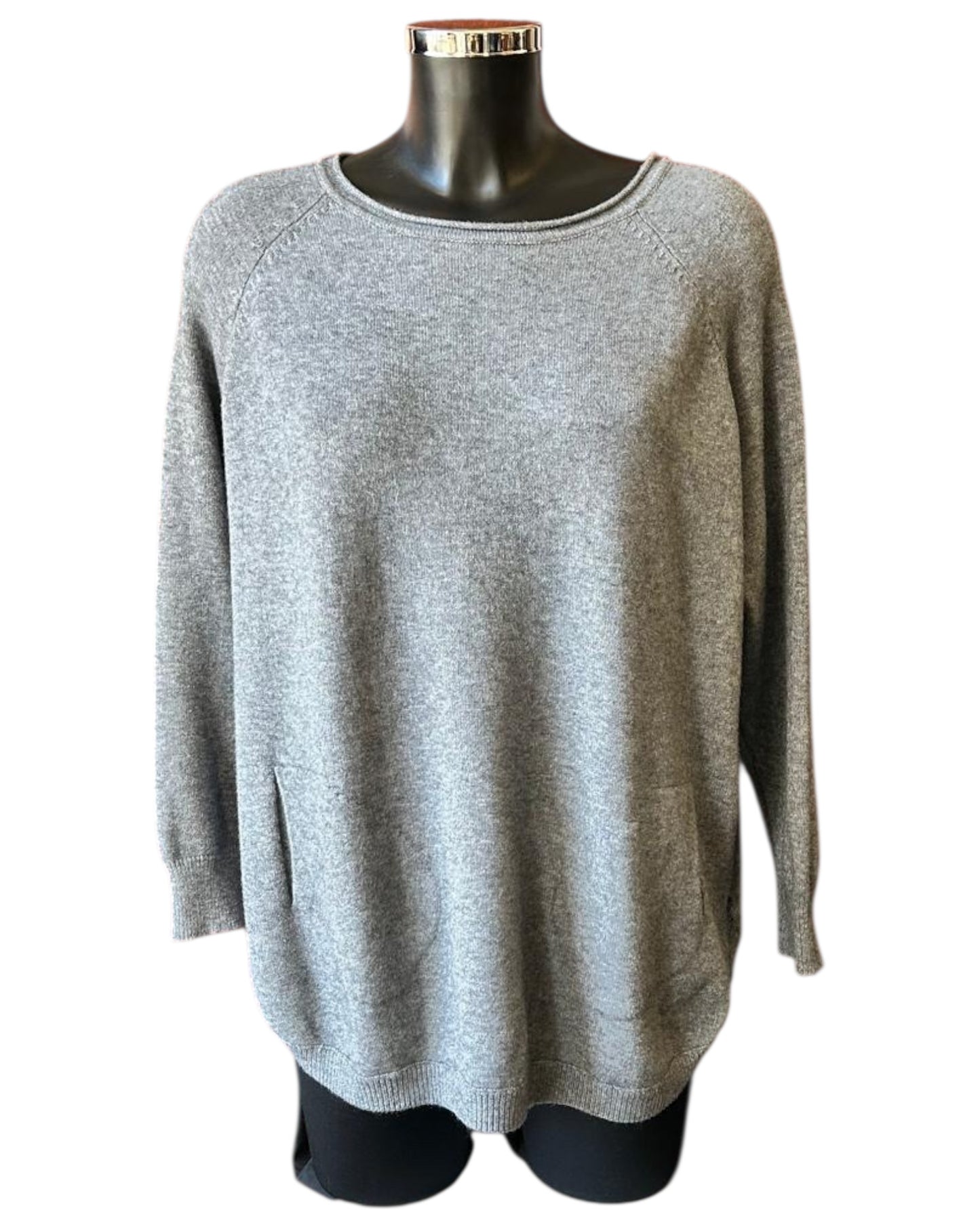 Callie button side soft knitted jumper - Grey