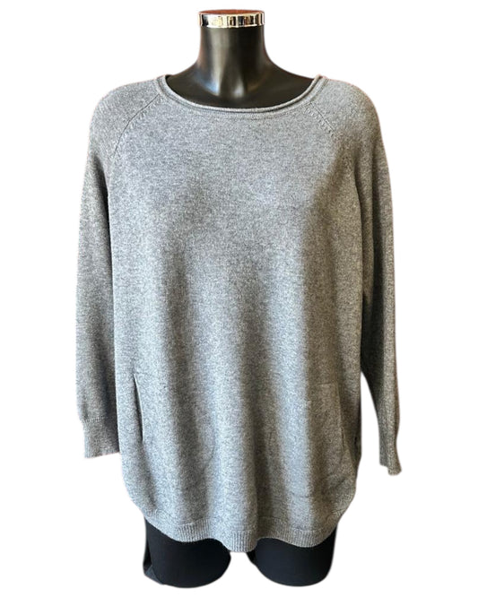 Callie button side soft knitted jumper - Grey