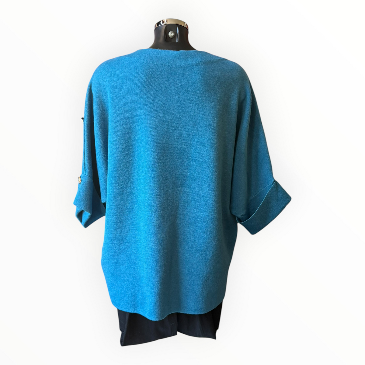 Elicia premium knit gold button jumper - Teal