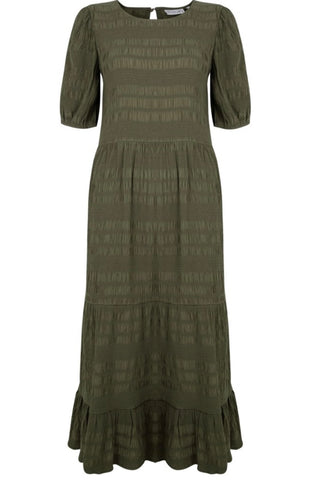 Foil easy breezy textured dress in khaki