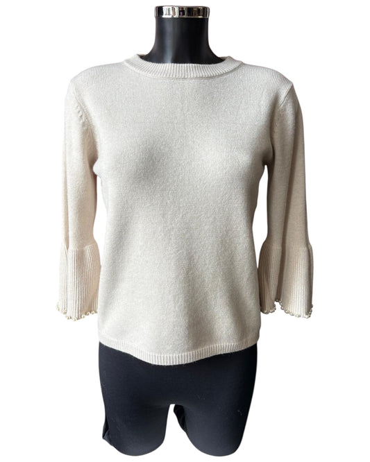 Laura pearl trim sleeve jumper - Cream