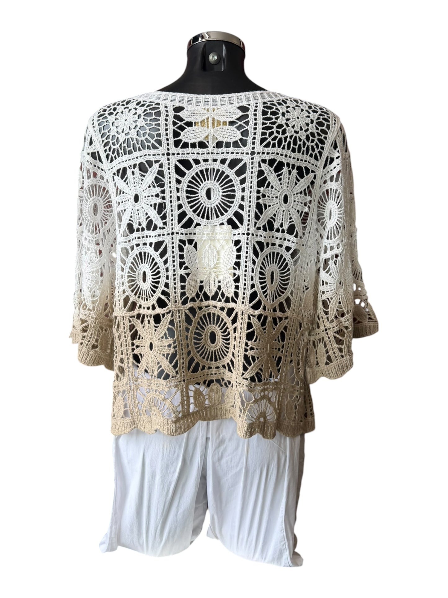 Clara dip dye crochet top - taupe mix
