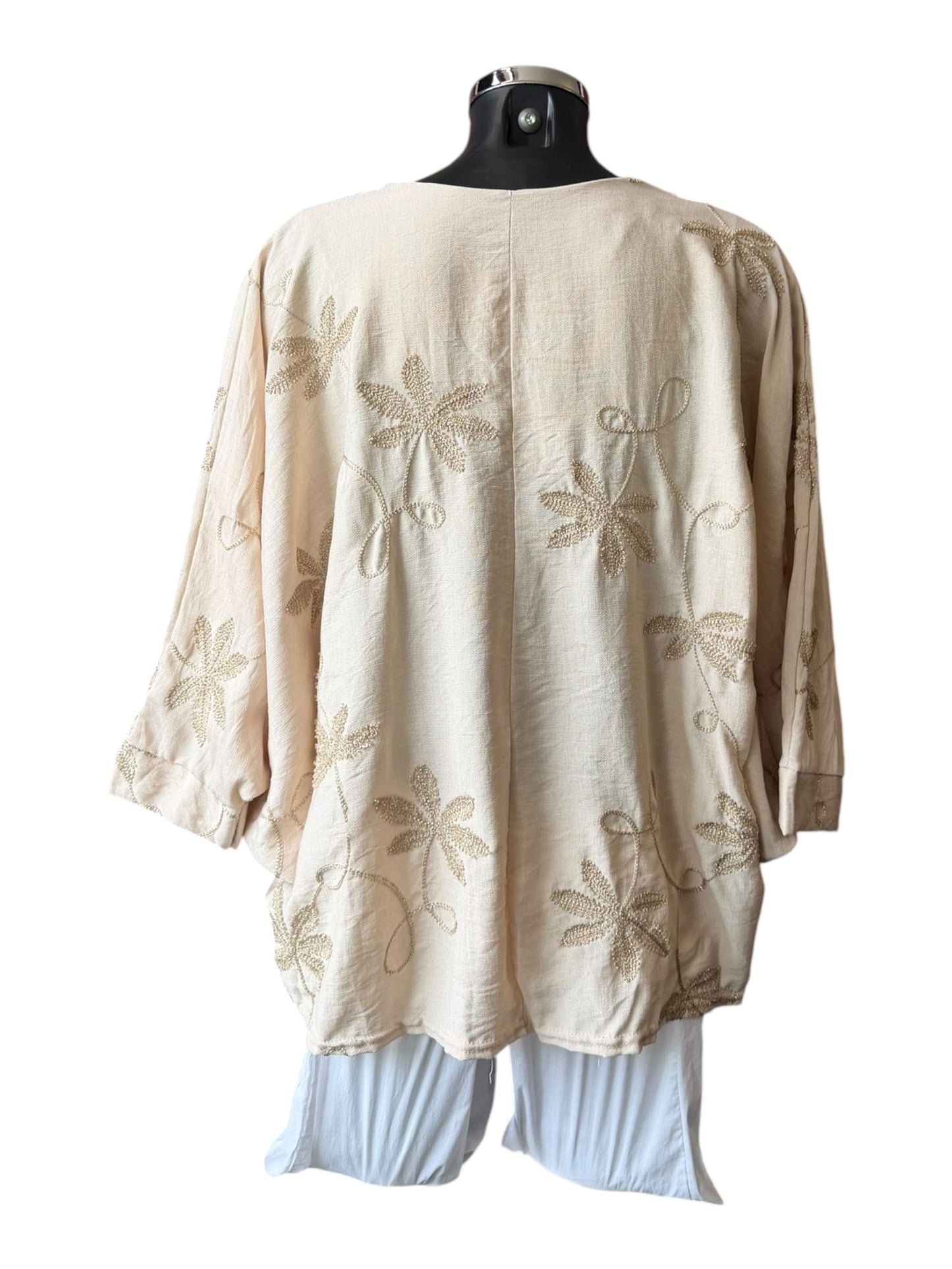 Emmy embroidered cape top - Beige