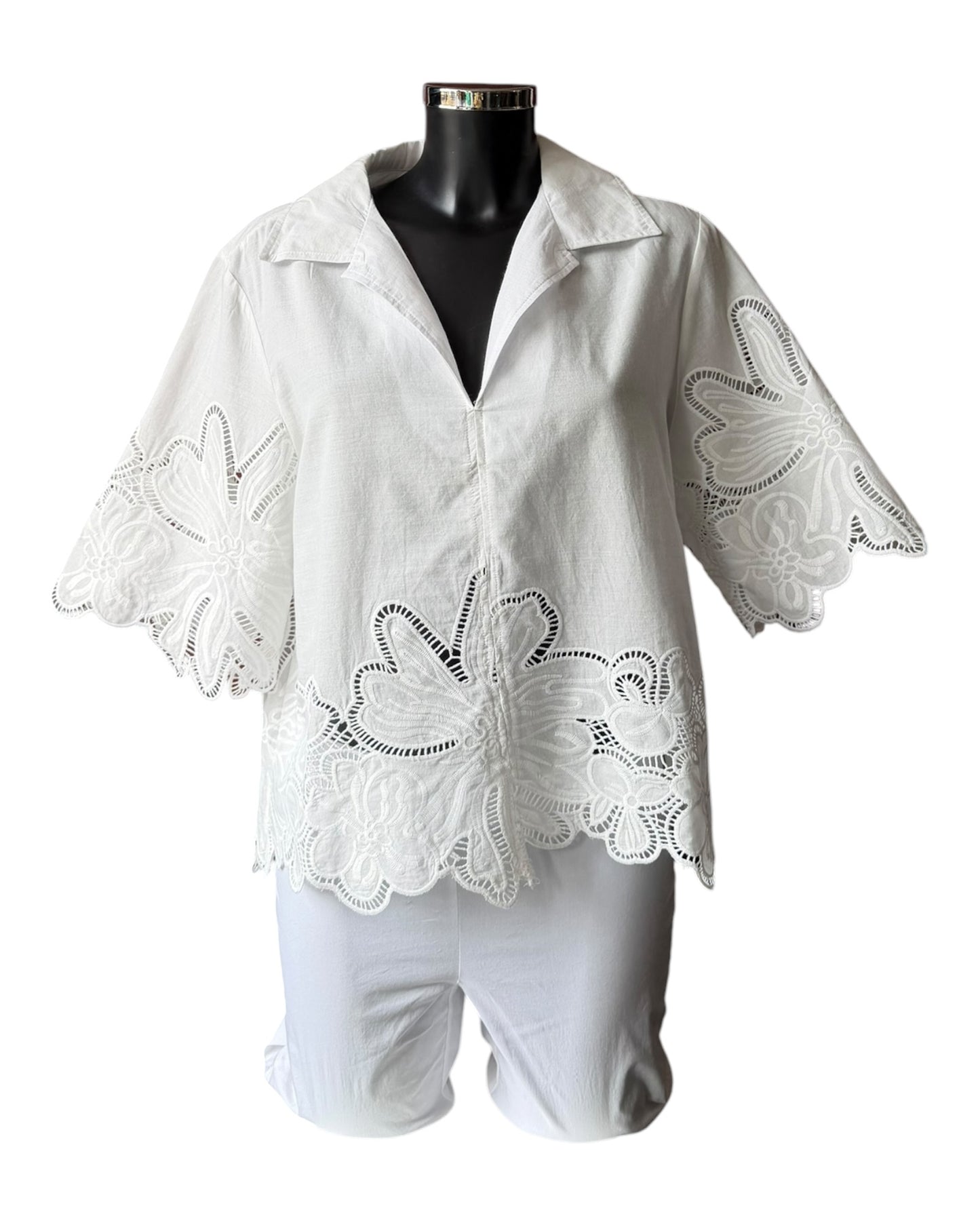 Ronnie scalloped edge cutwork top