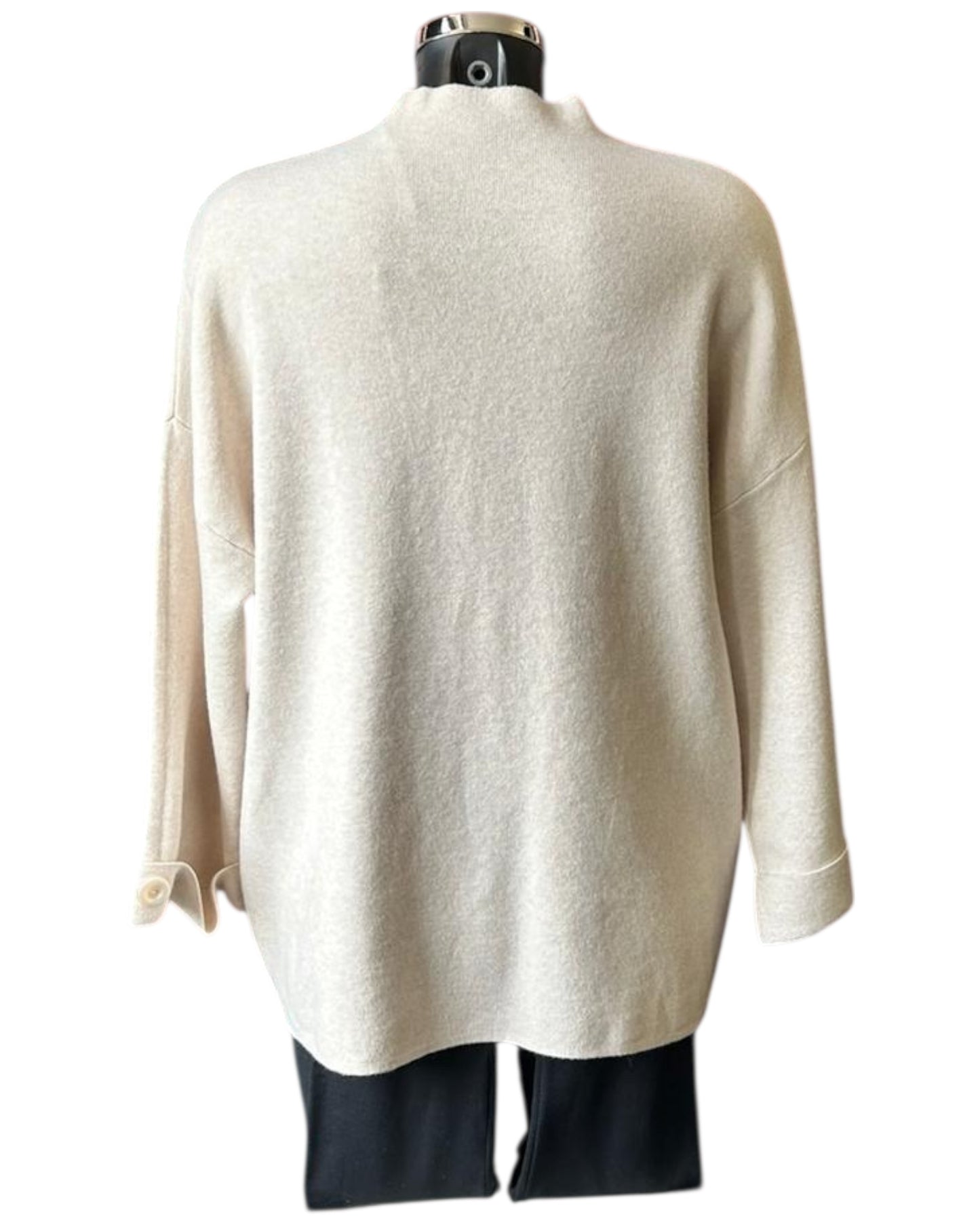 Ruby split front high neck jumper - Beige