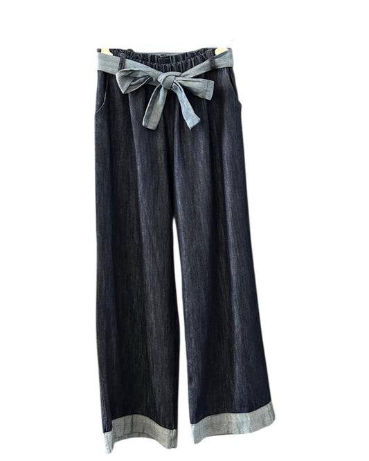 Robyn wide leg turn up jeans - Dark denim