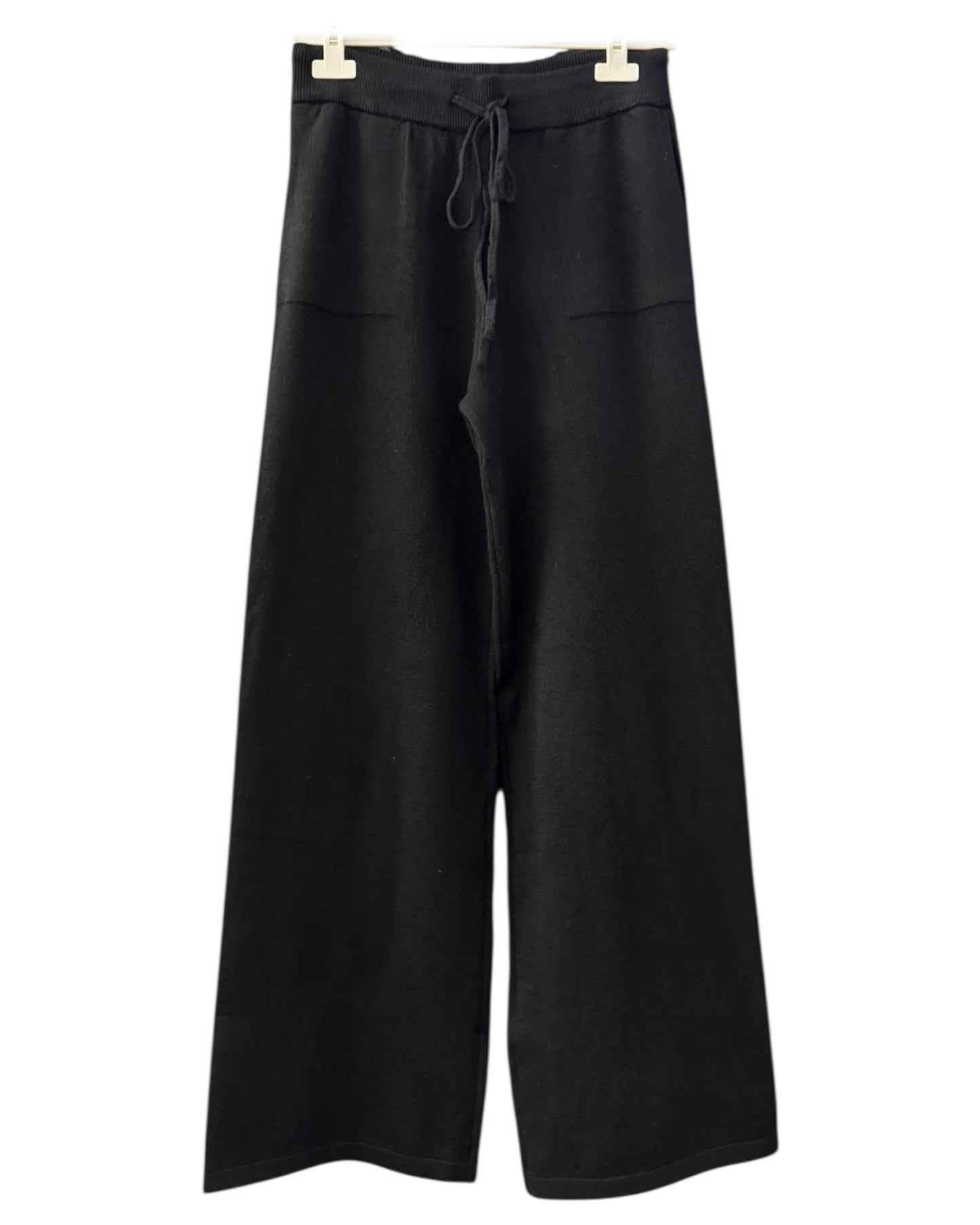 Davina premium knit wide leg trousers - Black