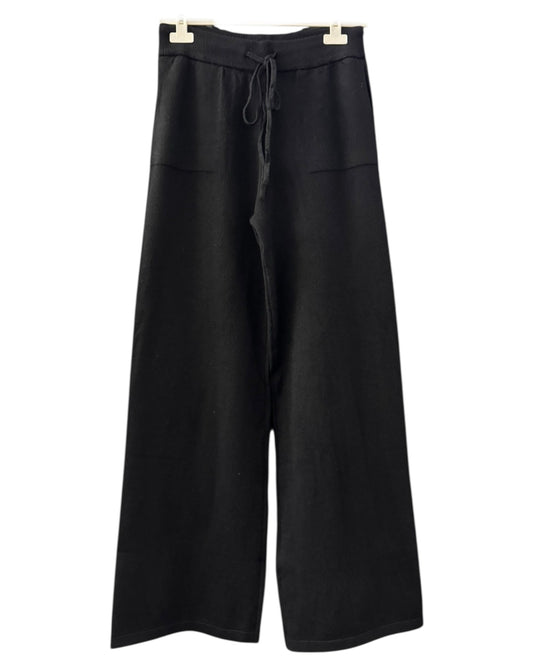 Davina premium knit wide leg trousers - Black