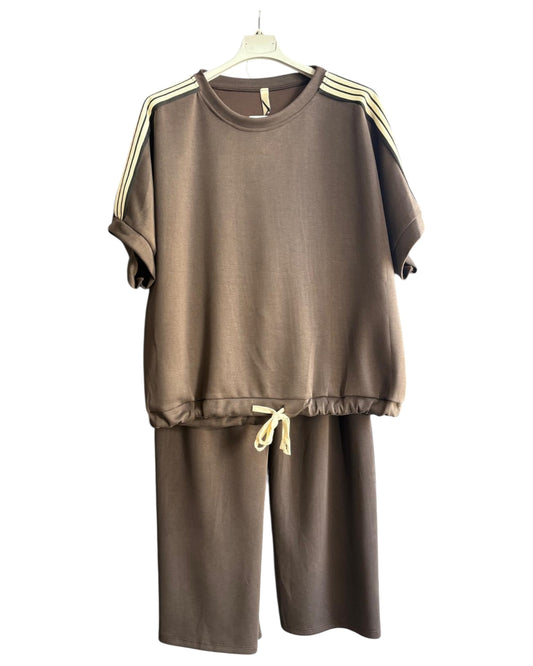 Darcy stripe side co-ord trouser suit - Chocolate