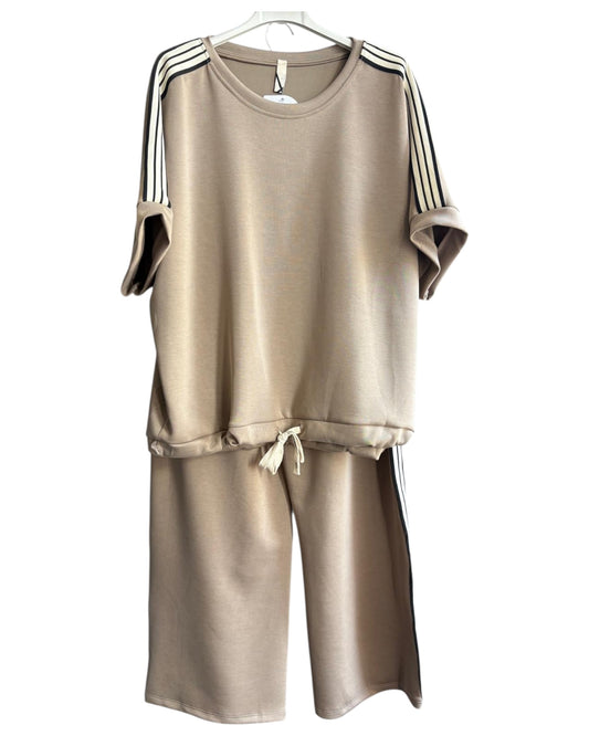 Darcy stripe side co-ord trouser suit - Beige