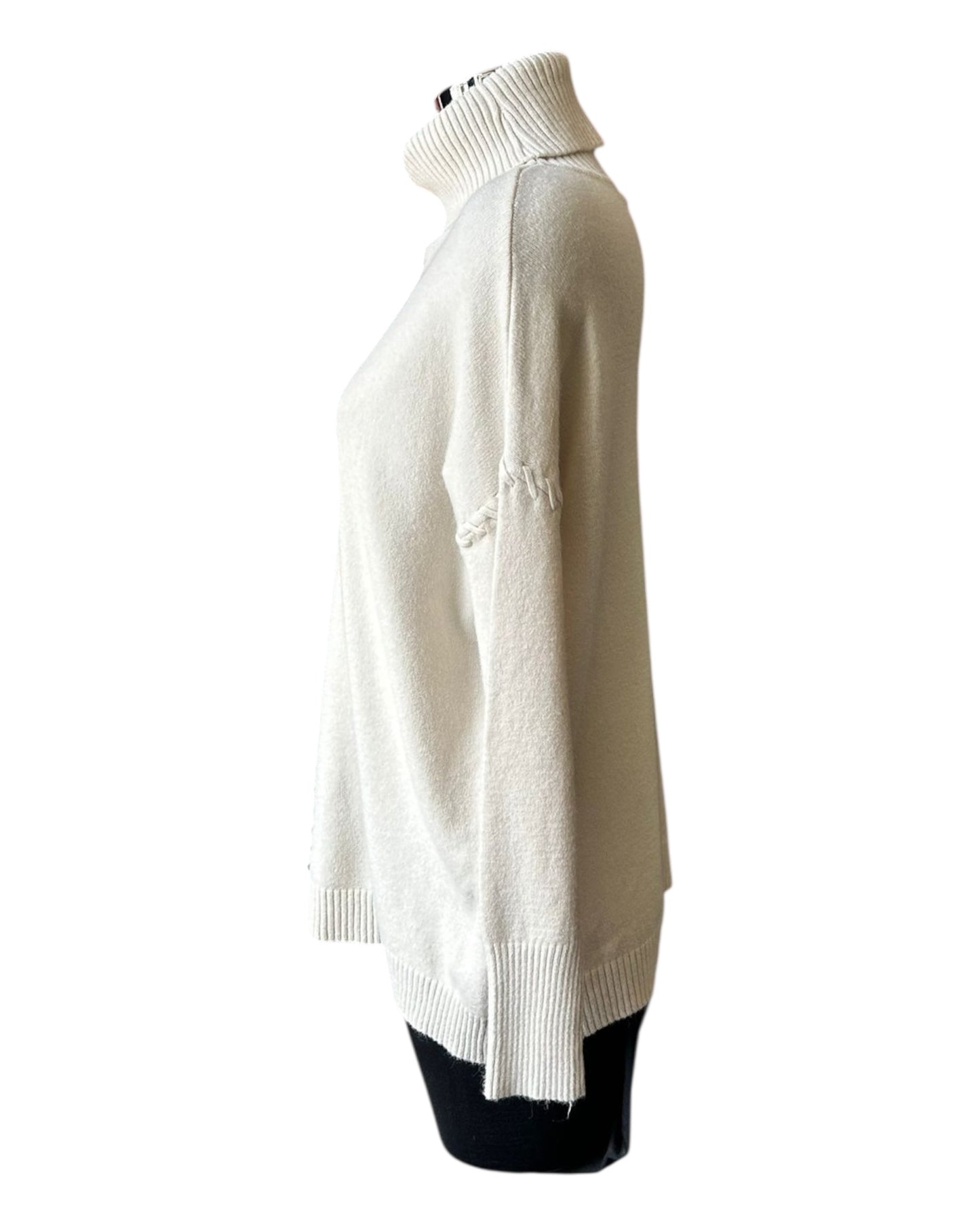 Violet blanket stitch roll neck jumper - Beige