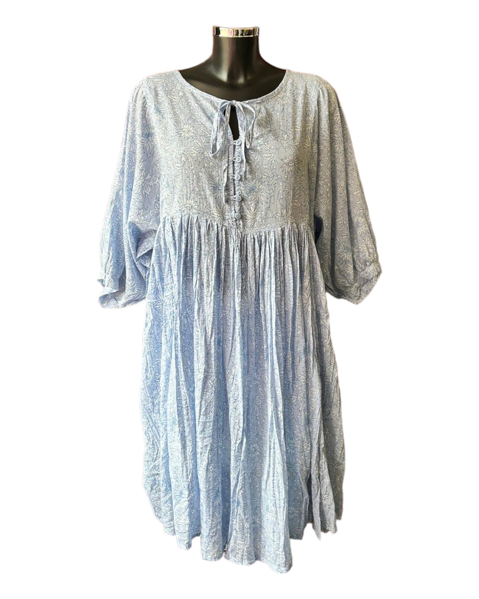 One summer chambray floral boho dress