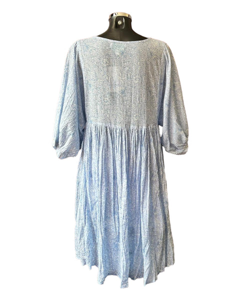 One summer chambray floral boho dress