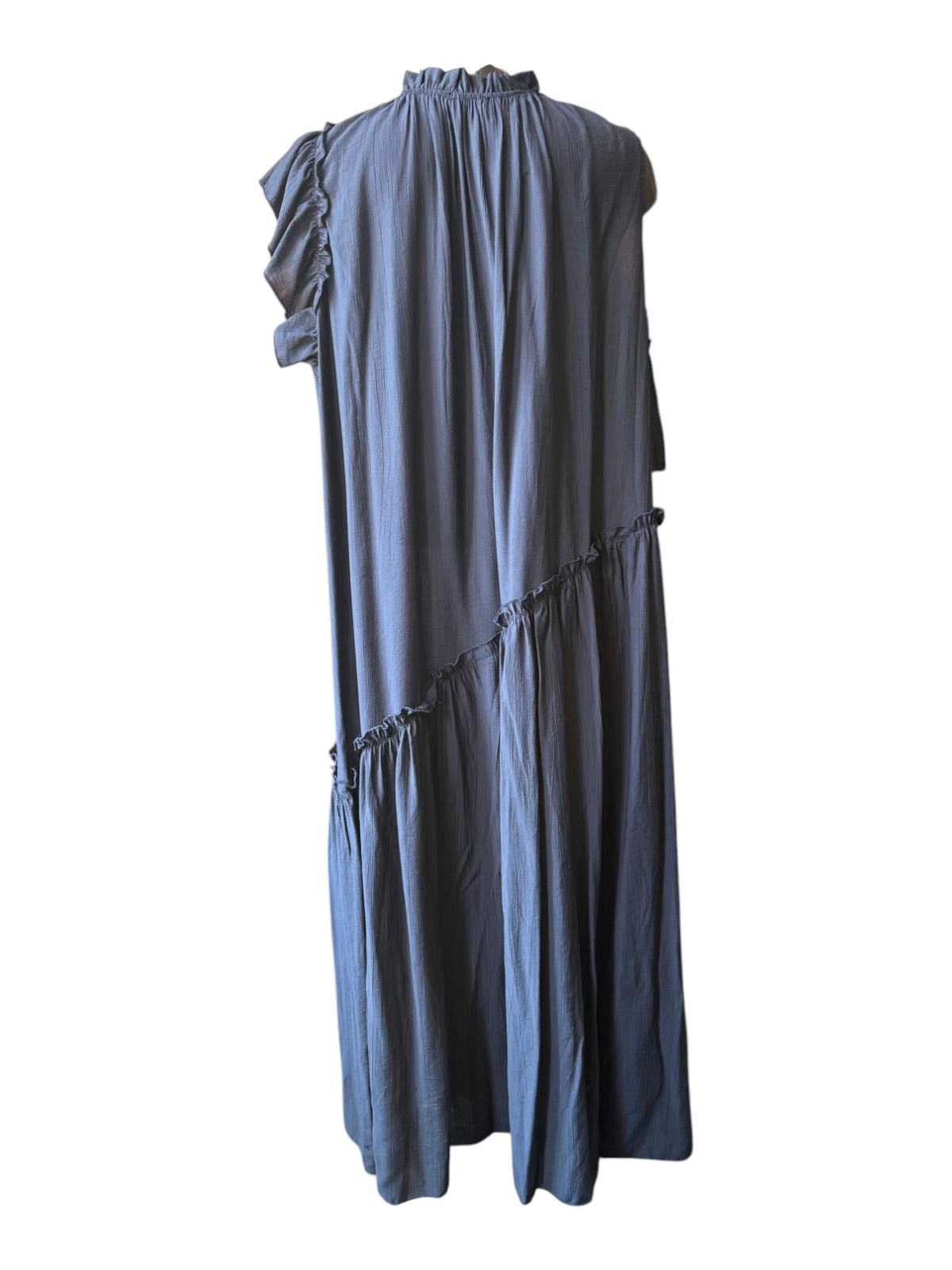 Tanya ruffle high neck dress - Navy