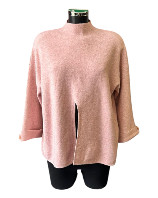 Ruby split front high neck jumper - Pink