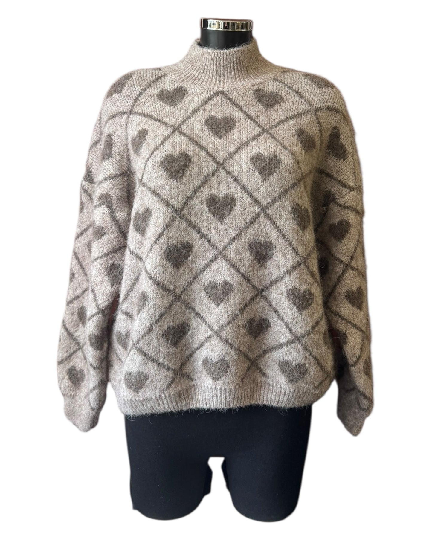 Chloe criss cross heart jumper - Taupe